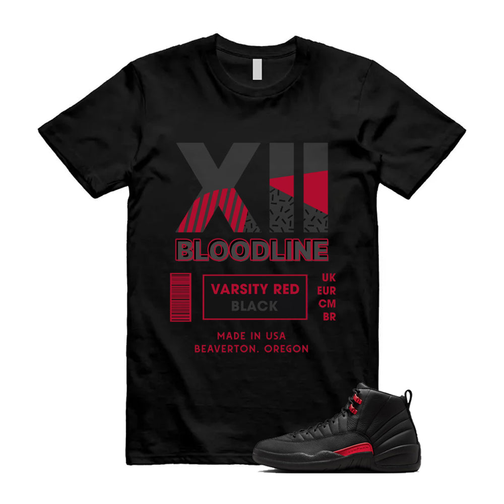 12 Bloodline in Black Varsity Red Shirt