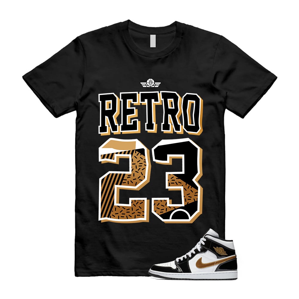 Jordan 1 Mid Patent ‘Black Gold’ Shirt to Match Retro 23 T-Shirt