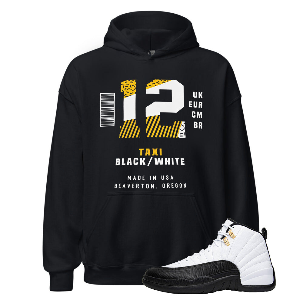 Sneaker Label Jordan 12 Taxi Matching Sneaker Hoodie Black, 130690-125 Hoodie, Match Sneaker Tee