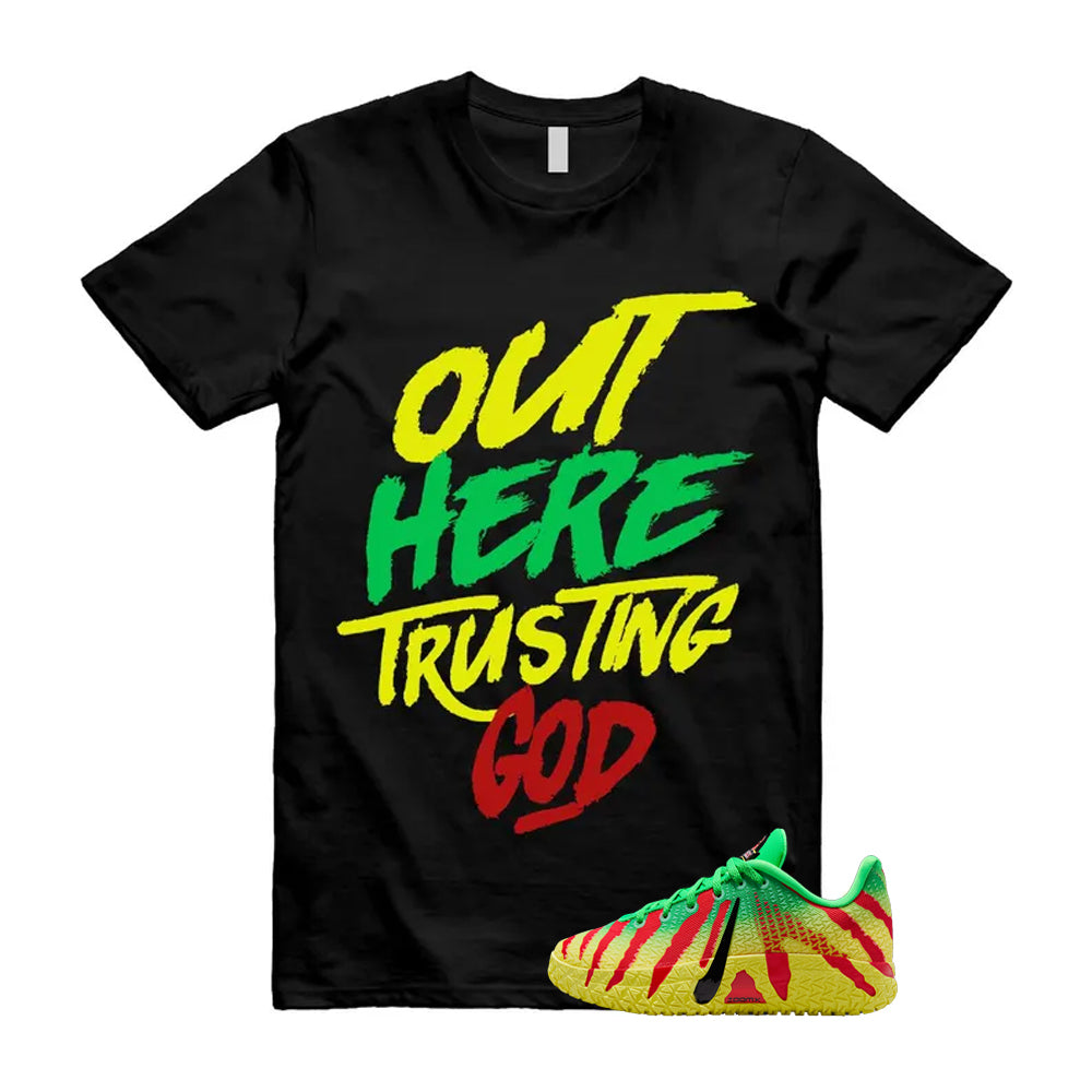 Ja 3 Explorer Green Spark Black University Red Dynamic Yellow 2026 Shirt To Match Out Here Trusting God T-Shirt