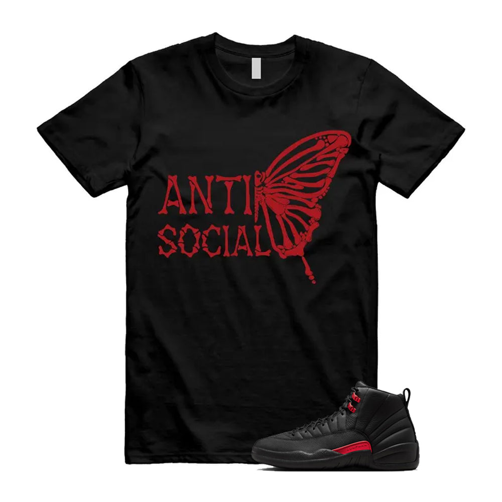 12 Bloodline in Black Varsity Red Shirt To Match Anti Social Butterfly T-Shirt 2026