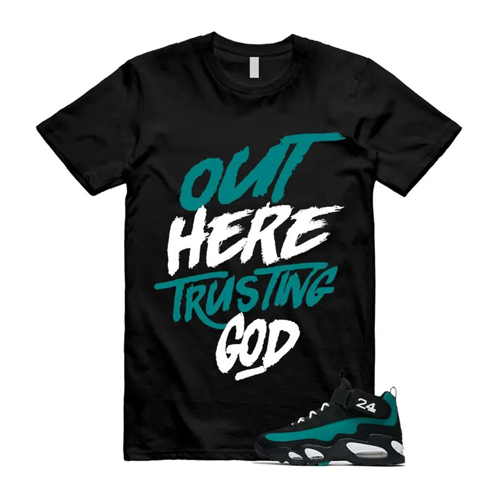 Freshwater Air Griffey Max 1 24 Black White Teal Shirt To Match Out Here Trusting God T-Shirt 2026
