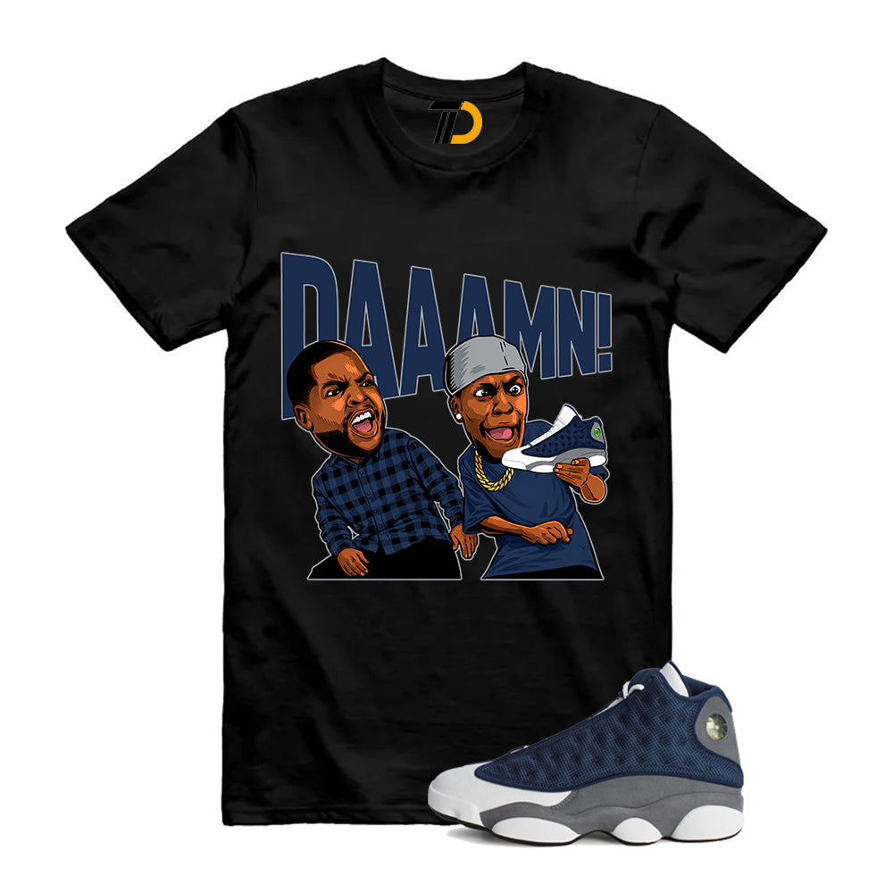 13s Flint Navy Grey White Shirt To Match Daaamn T-Shirt 2026