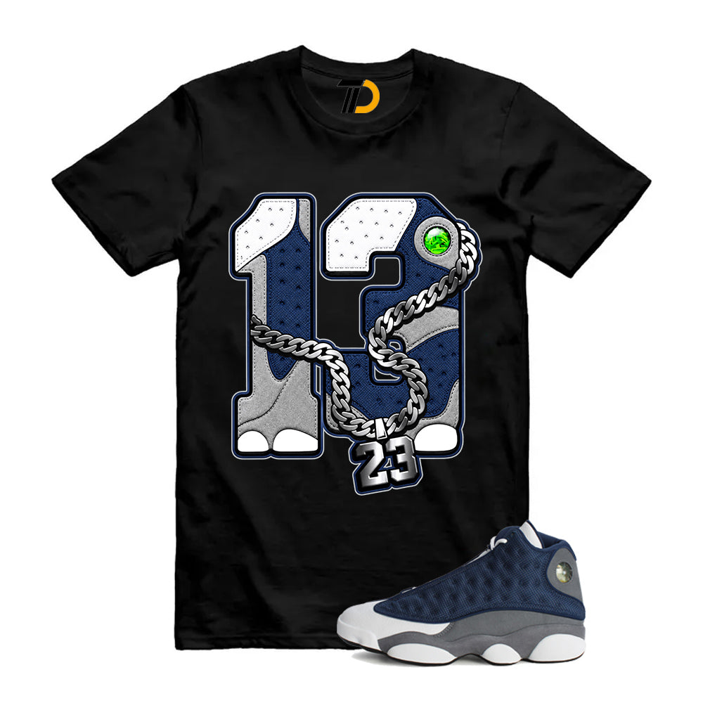 13s Flint Navy Grey White Shirt To Match 13 Sneaker Label T-Shirt 2026