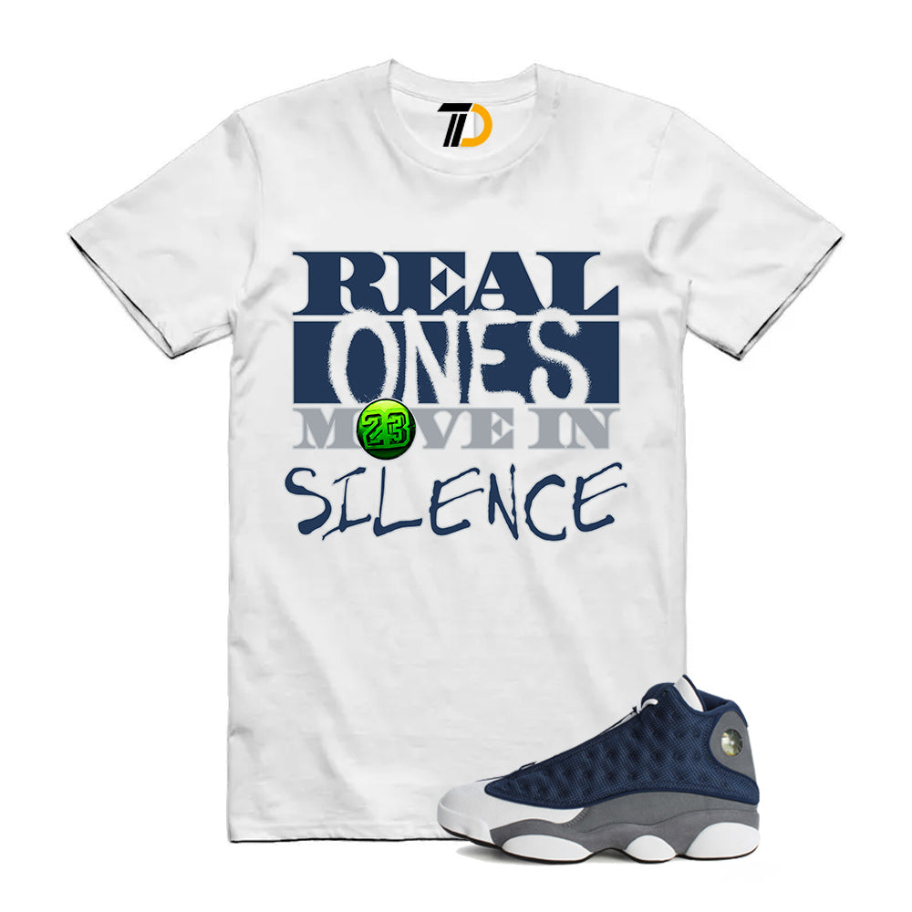 13s Flint Navy Grey White Shirt To Match Real T-Shirt 2026