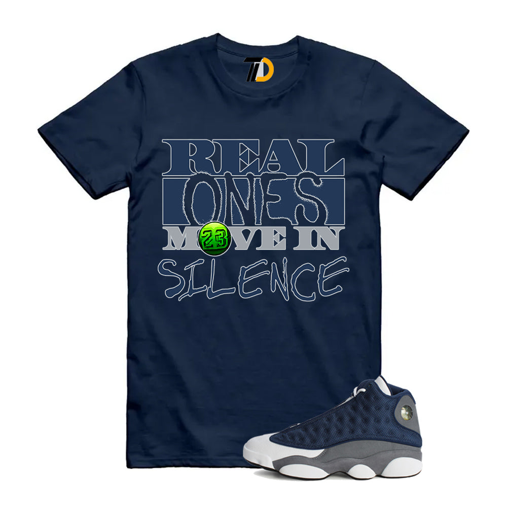 13s Flint Navy Grey White Shirt To Match Real T-Shirt 2026