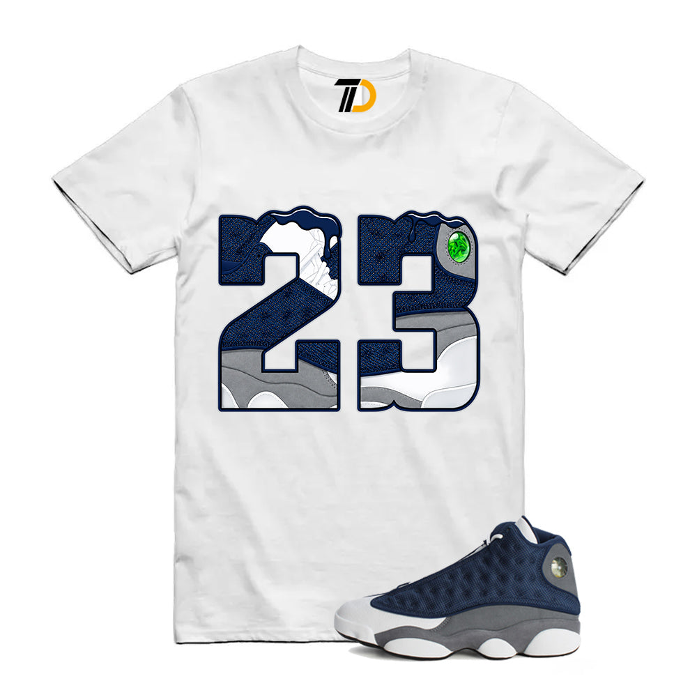 13s Flint Navy Grey White Shirt To Match 23 Sneaker Label T-Shirt 2026