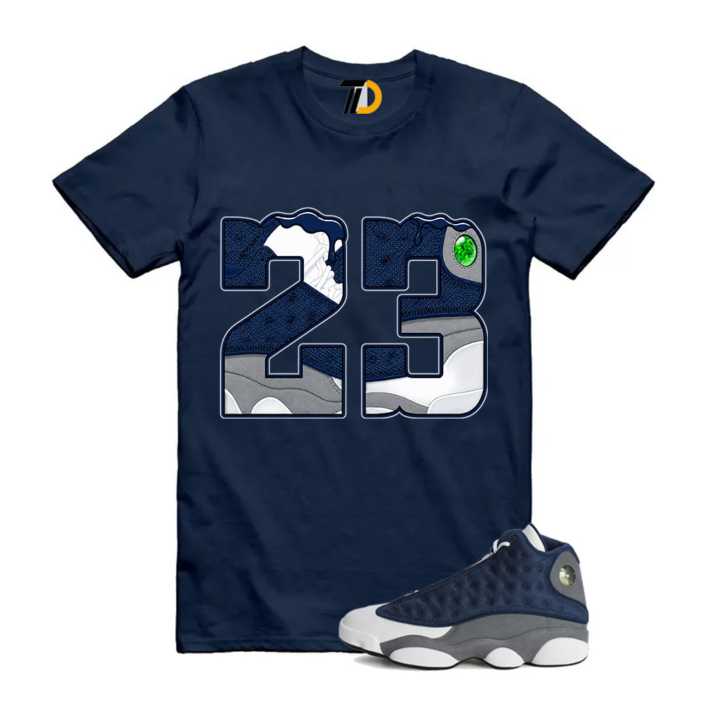 13s Flint Navy Grey White Shirt To Match 23 Sneaker Label T-Shirt 2026