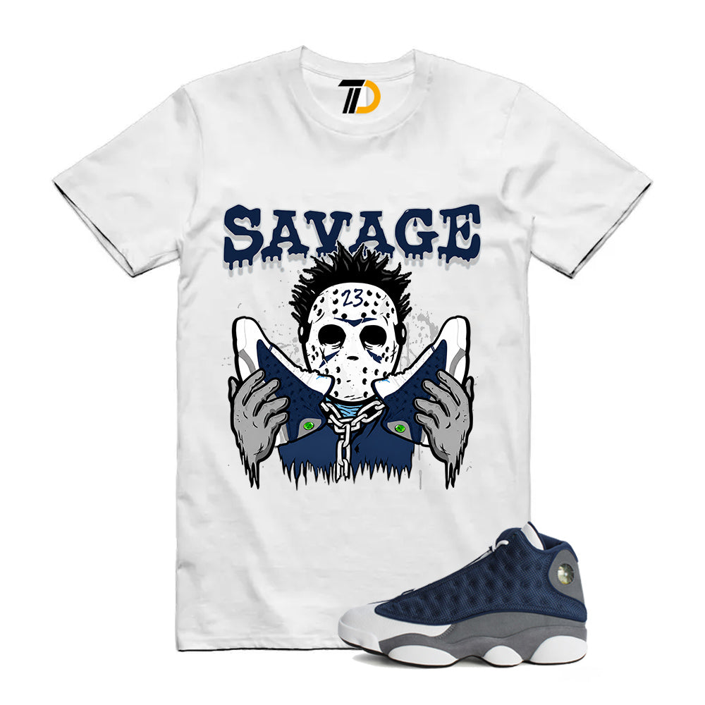 13s Flint Navy Grey White Shirt To Match 23 Savage T-Shirt 2026