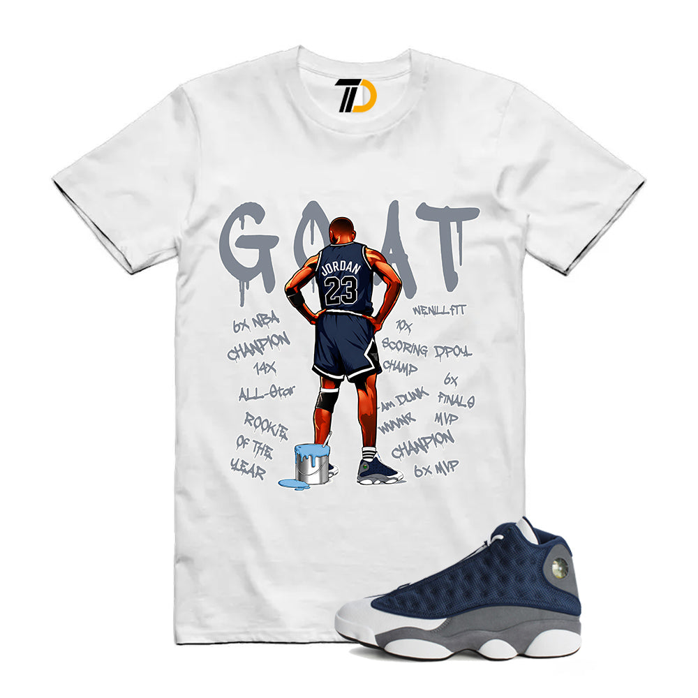 13s Flint Navy Grey White Shirt To Match Goat T-Shirt 2026
