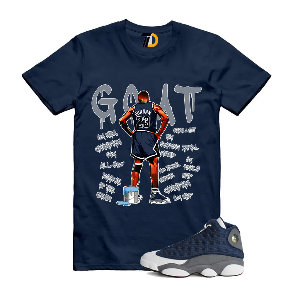 13s Flint Navy Grey White Shirt To Match Goat T-Shirt 2026