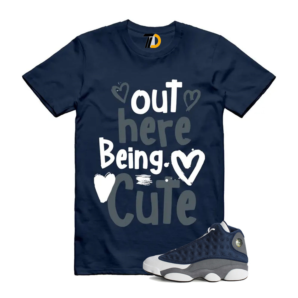 13s Flint Navy Grey White Shirt To Match Out Here Being Cute T-Shirt 2026