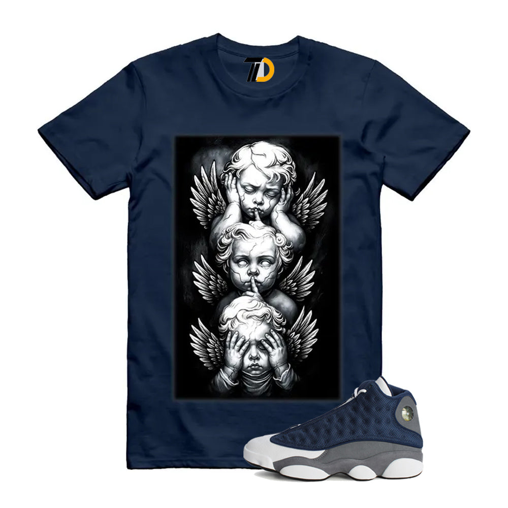 13s Flint Navy Grey White Shirt To Match No Evil T-Shirt 2026