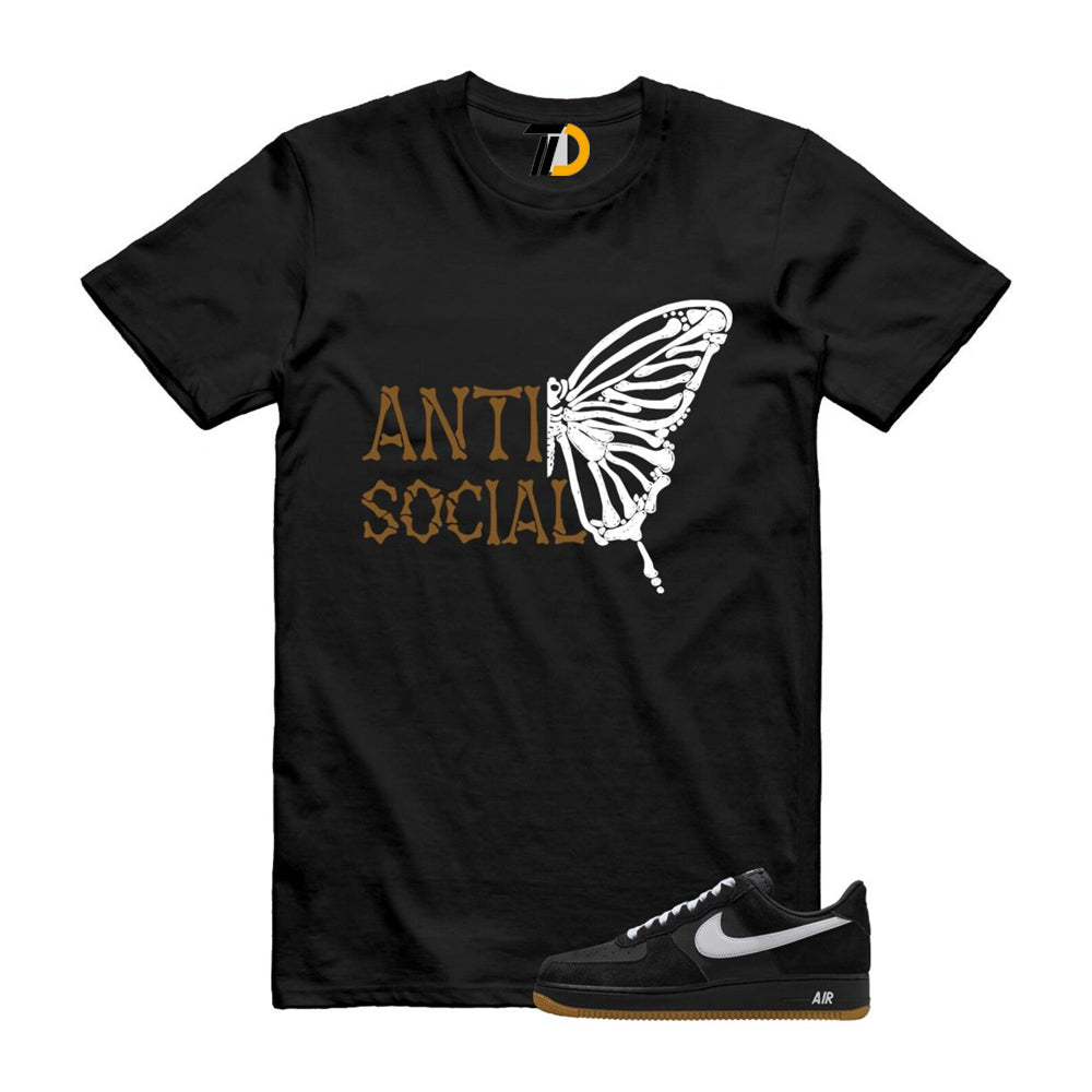 Air Force 1 Black White Gum Light Brown ’07 LV8 Shirt To Match Anti Social Butterfly T-Shirt 2025