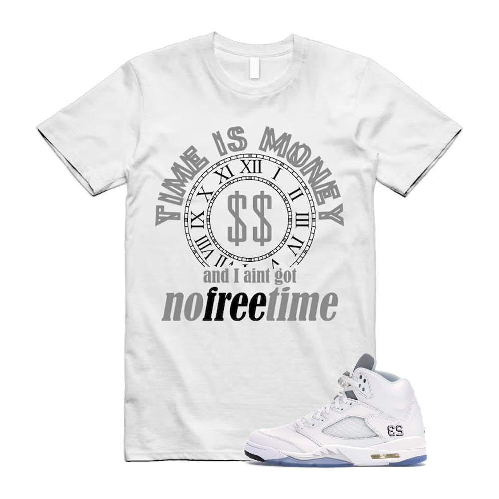 Jordan 5 Retro White Metallic Silver Black 2026 Shirt To Match Time Is Money T-Shirt