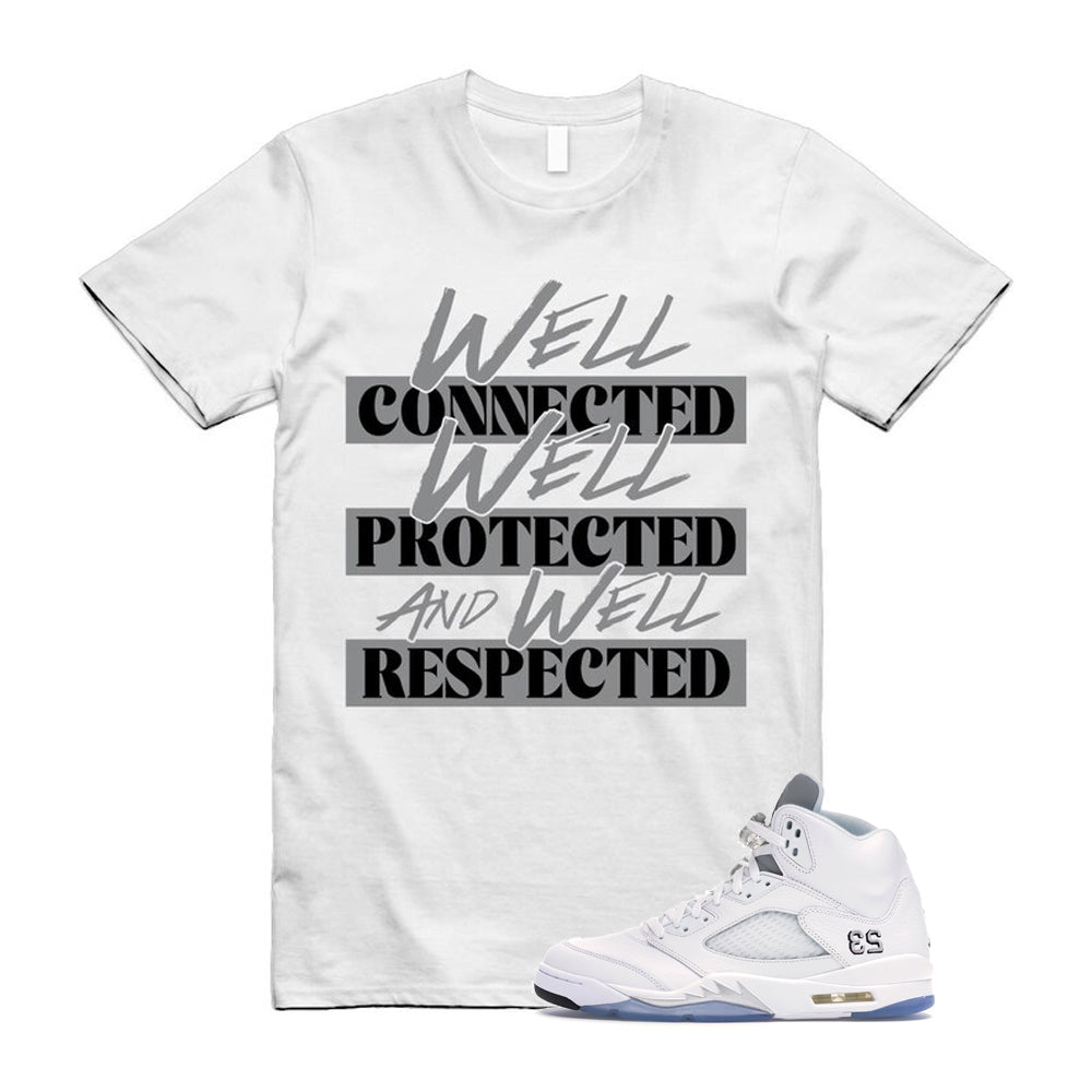 Jordan 5 Retro White Metallic Silver Black 2026 Shirt To Match Well T-Shirt