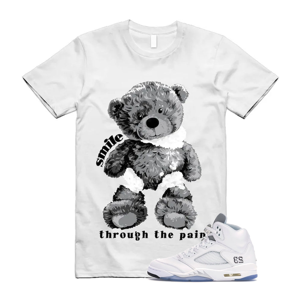 Jordan 5 Retro White Metallic Silver Black 2026 Shirt To Match Smile Through The Pain T-Shirt