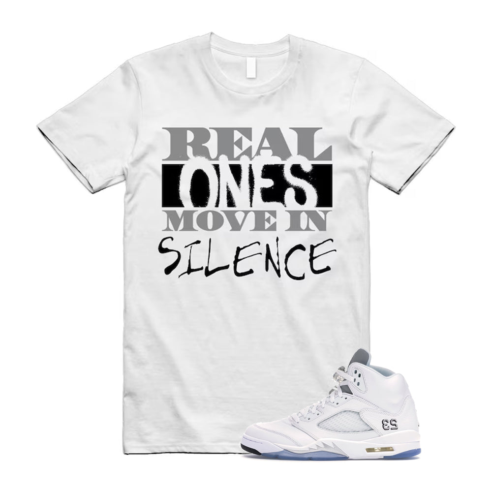 Jordan 5 Retro White Metallic Silver Black 2026 Shirt To Match Real T-Shirt