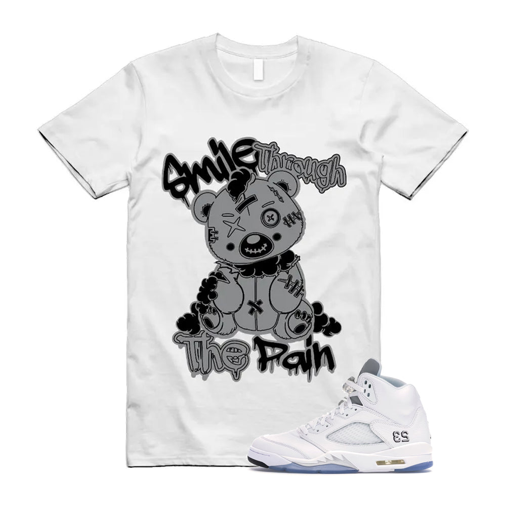Jordan 5 Retro White Metallic Silver Black 2026 Shirt To Match Smile Through The Pain T-Shirt