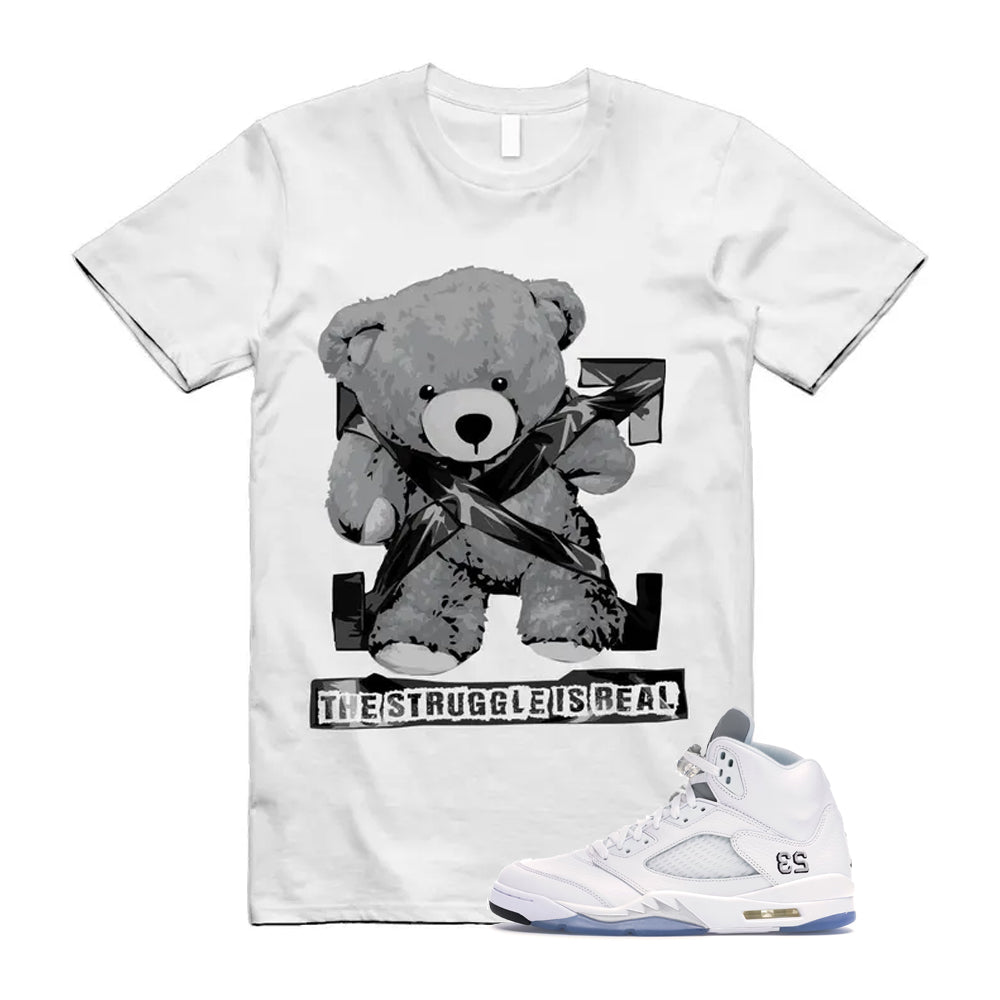 Jordan 5 Retro White Metallic Silver Black 2026 Shirt To Match Struggle T-Shirt