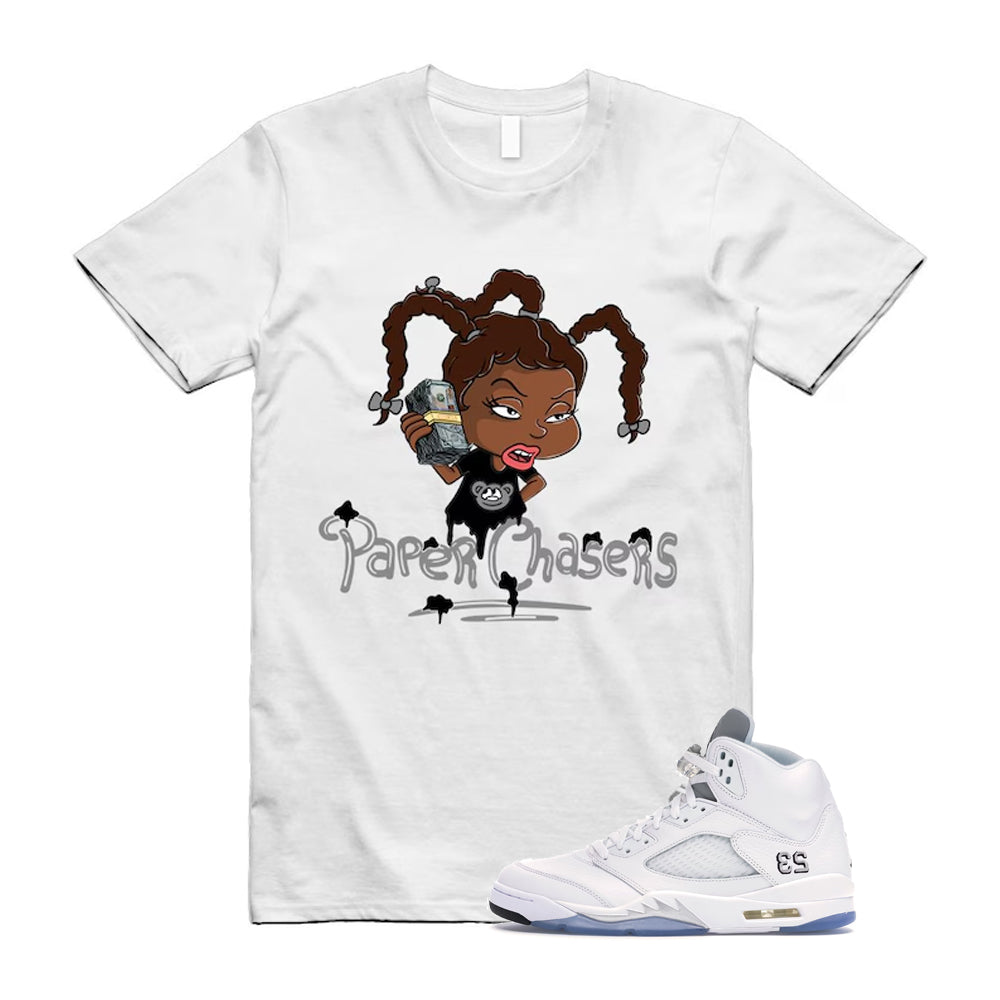 Jordan 5 Retro White Metallic Silver Black 2026 Shirt To Match Paper Chasers T-Shirt