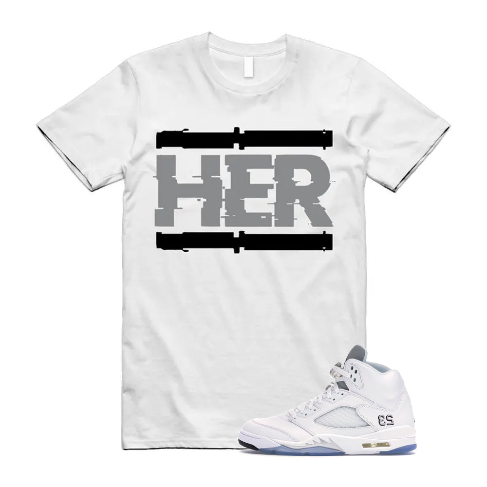 Jordan 5 Retro White Metallic Silver Black 2026 Shirt To Match Her T-Shirt