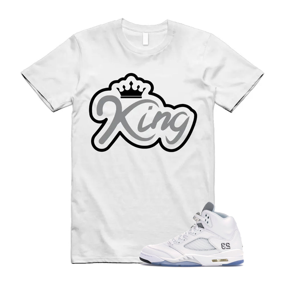 Jordan 5 Retro White Metallic Silver Black 2026 Shirt To Match King T-Shirt