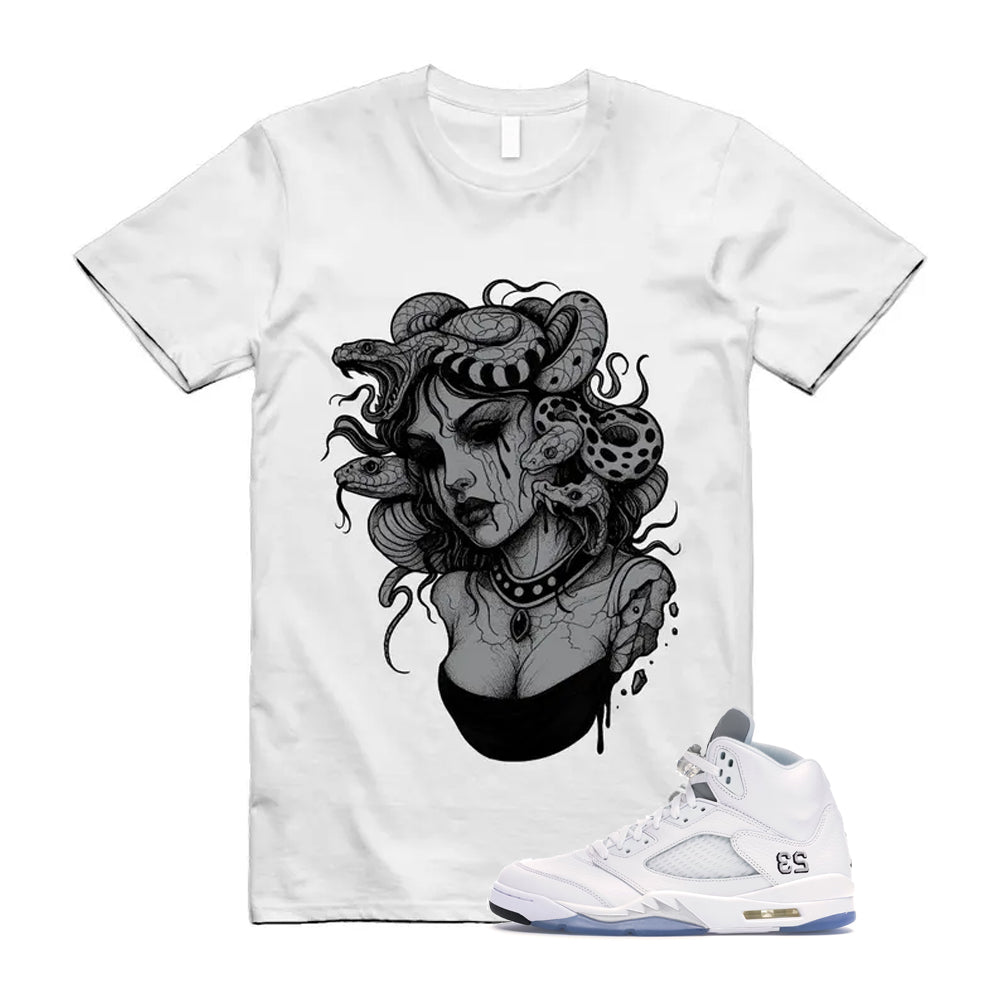 Jordan 5 Retro White Metallic Silver Black 2026 Shirt To Match Snakes T-Shirt
