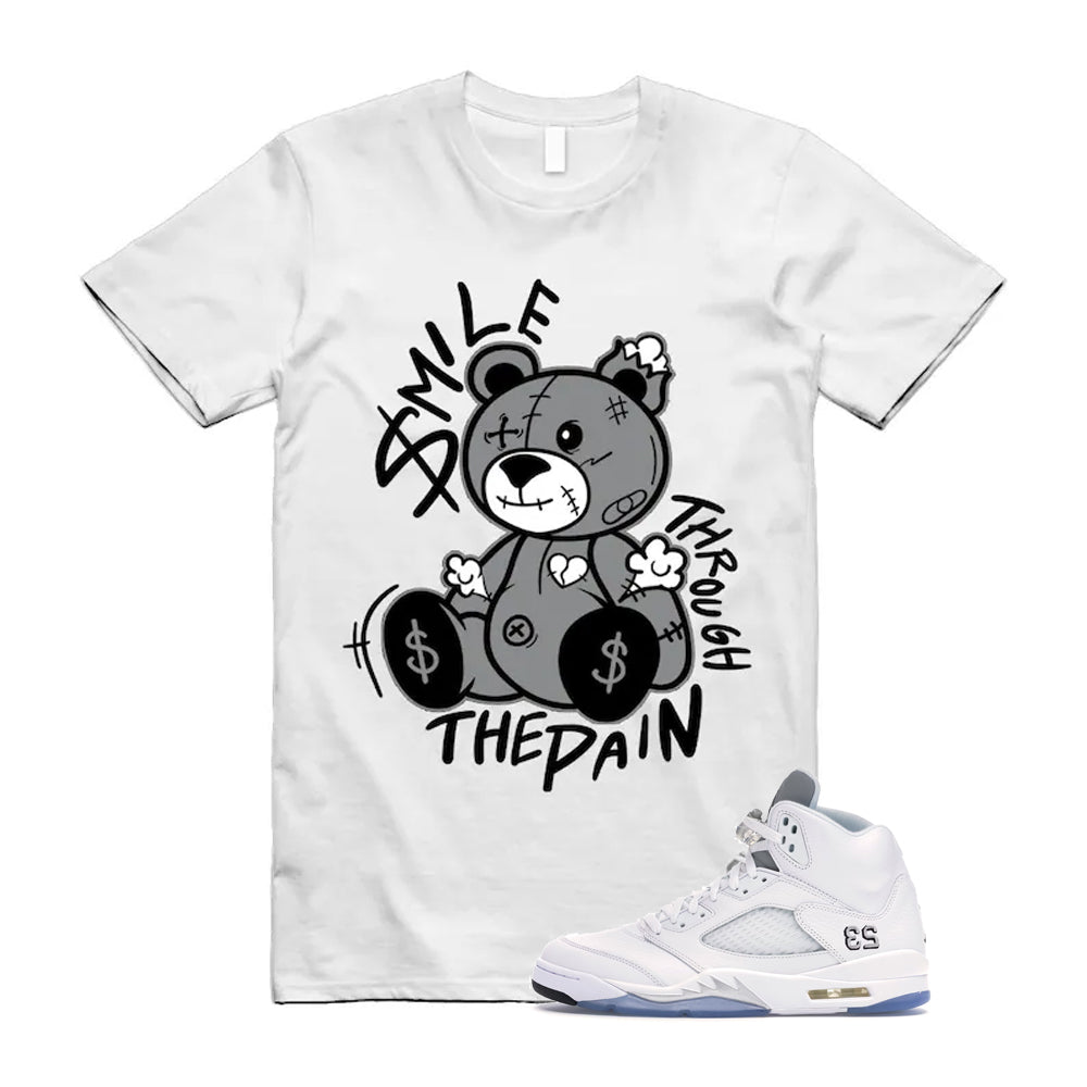 Jordan 5 Retro White Metallic Silver Black 2026 Shirt To Match Smile Through The Pain T-Shirt