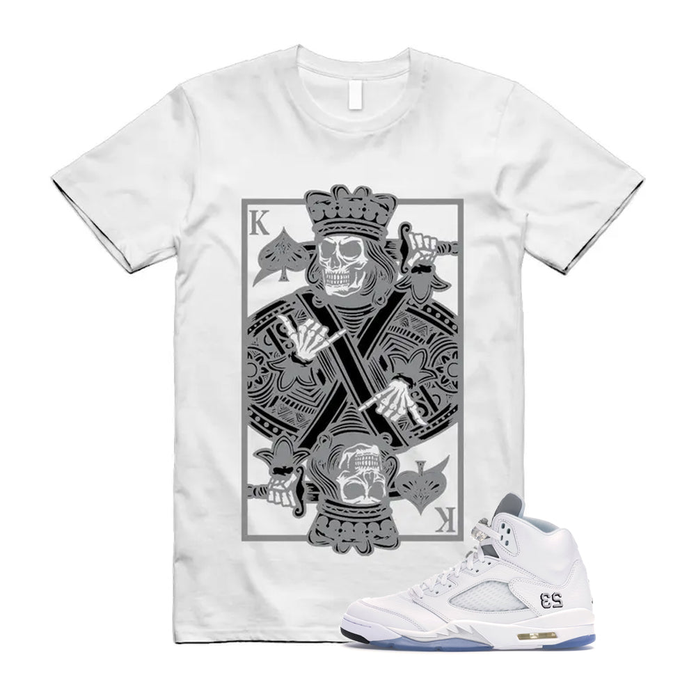 Jordan 5 Retro White Metallic Silver Black 2026 Shirt To Match King Card T-Shirt