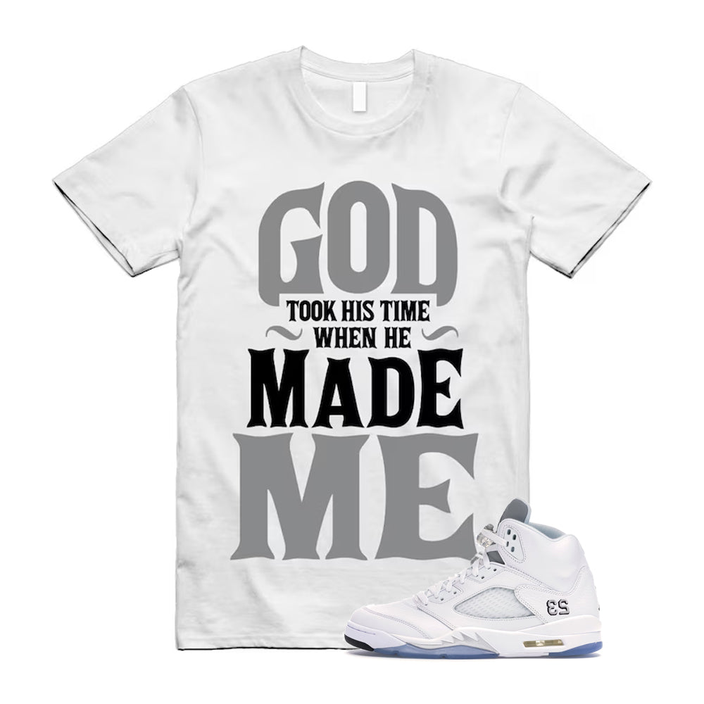 Jordan 5 Retro White Metallic Silver Black 2026 Shirt To Match God Took His Time T-Shirt
