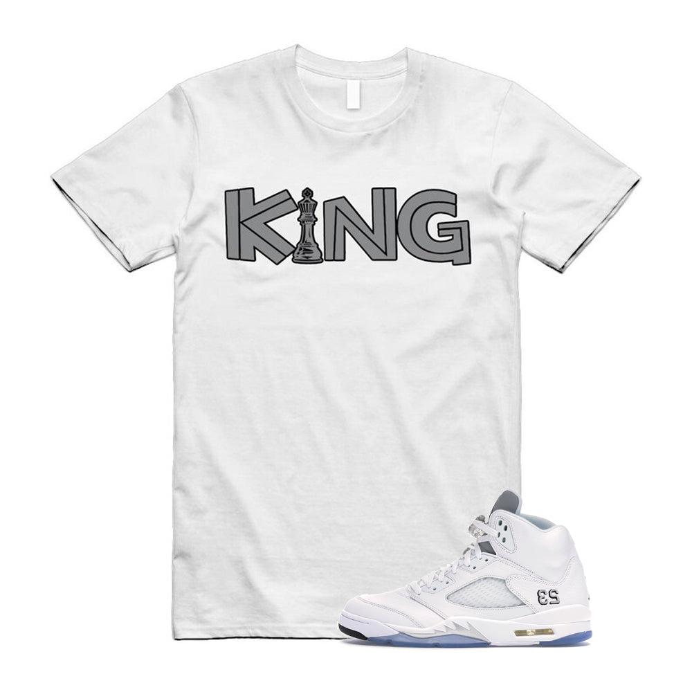 Jordan 5 Retro White Metallic Silver Black 2026 Shirt To Match King T-Shirt
