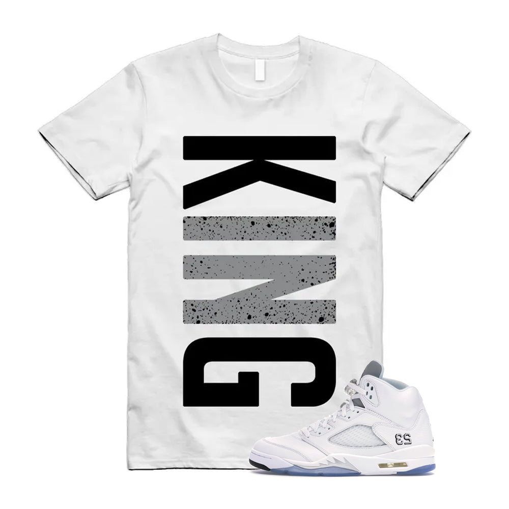 Jordan 5 Retro White Metallic Silver Black 2026 Shirt To Match King T-Shirt