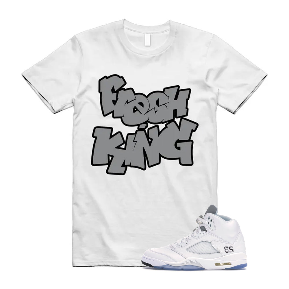 Jordan 5 Retro White Metallic Silver Black 2026 Shirt To Match Fresh King T-Shirt