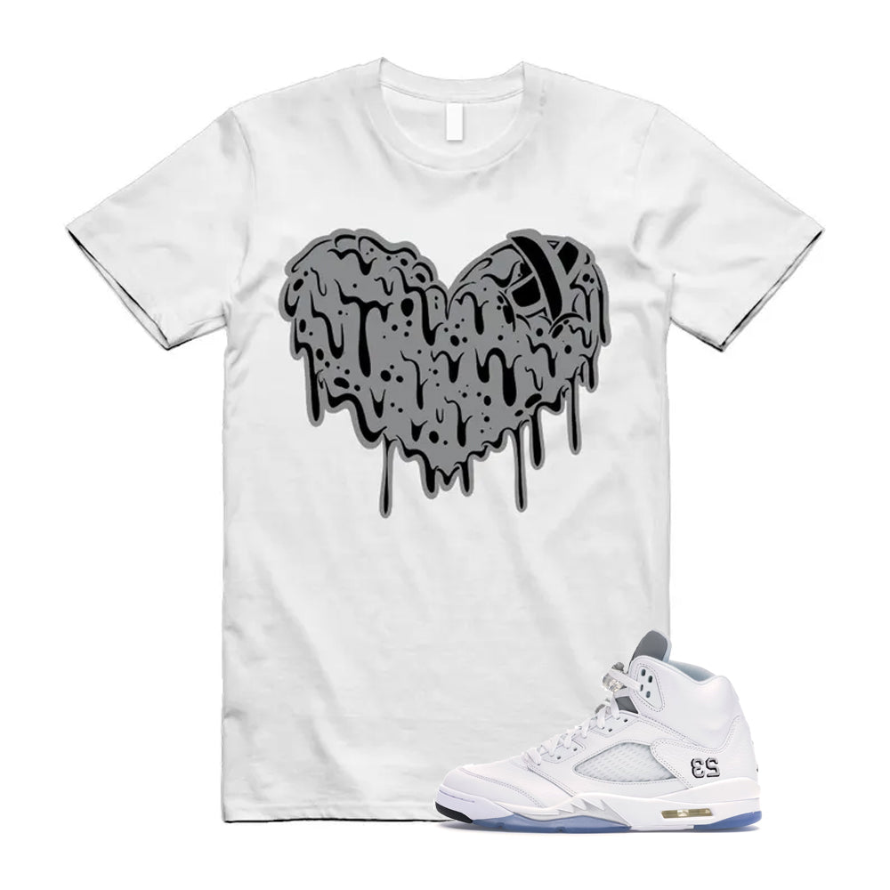 Jordan 5 Retro White Metallic Silver Black 2026 Shirt To Match Heart T-Shirt