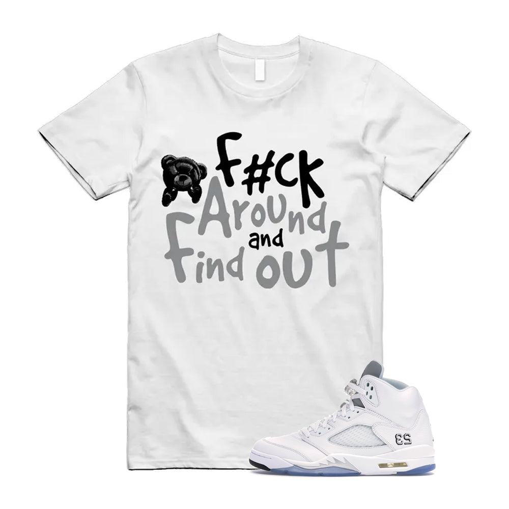 Jordan 5 Retro White Metallic Silver Black 2026 Shirt To Match Fck T-Shirt