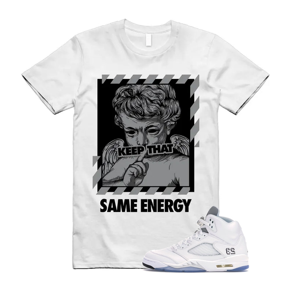Jordan 5 Retro White Metallic Silver Black 2026 Shirt To Match Energy T-Shirt