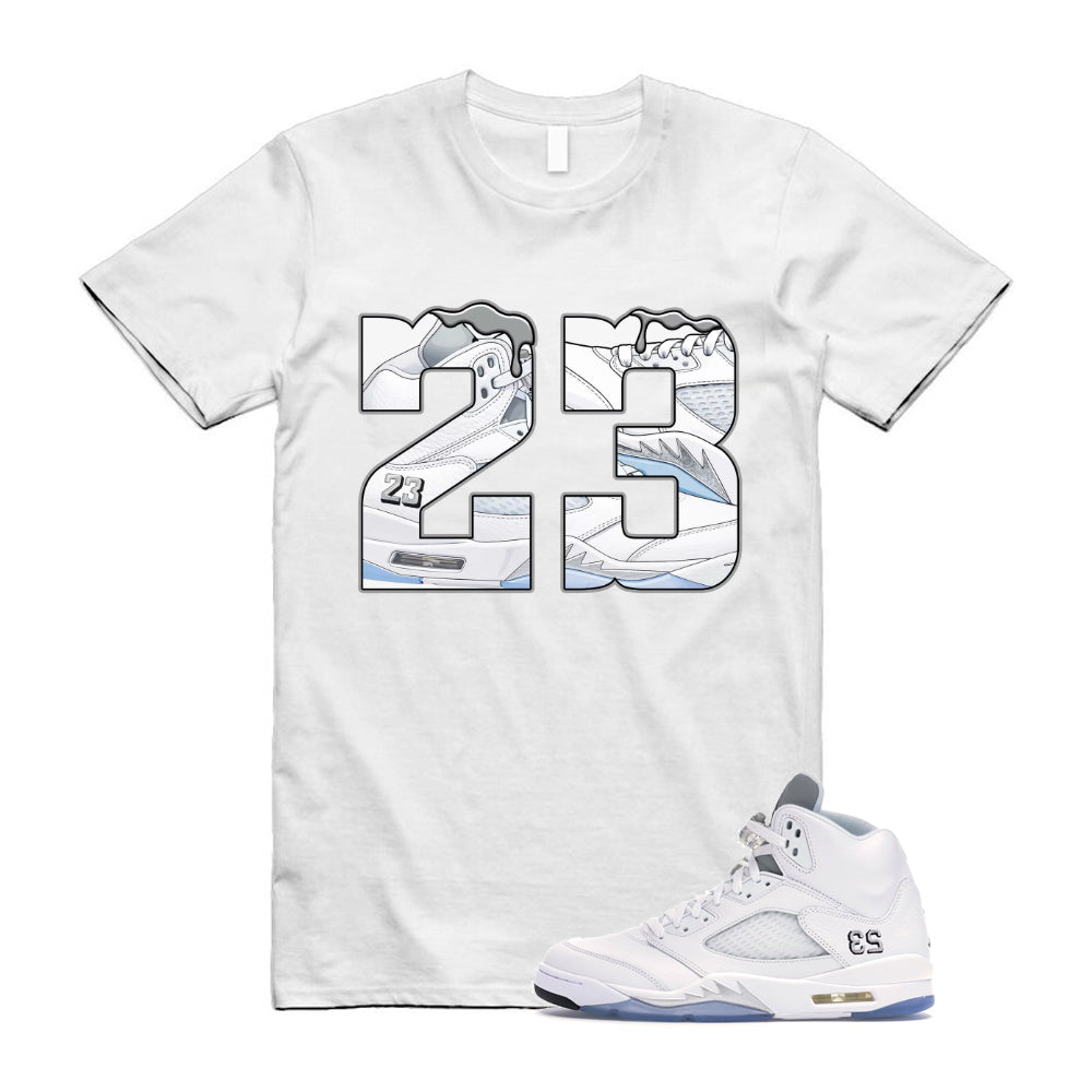 Jordan 5 Retro White Metallic Silver Black 2026 Shirt To Match 23 Sneaker T-Shirt