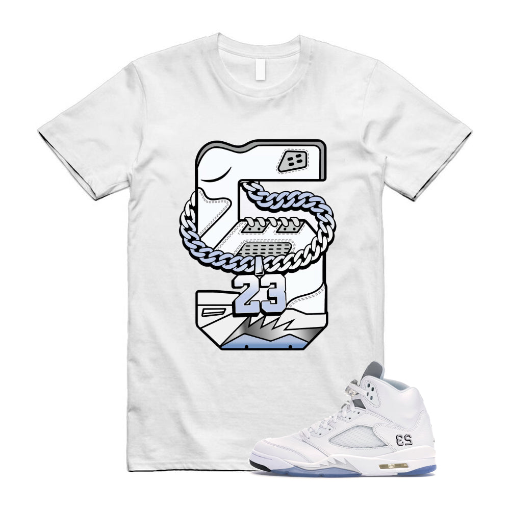 Jordan 5 Retro White Metallic Silver Black 2026 Shirt To Match 5 Sneaker T-Shirt