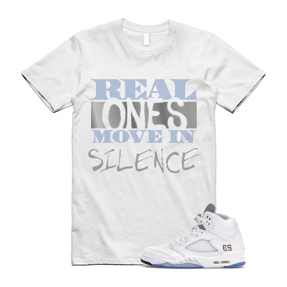 Jordan 5 Retro White Metallic Silver Black 2026 Shirt To Match Real T-Shirt
