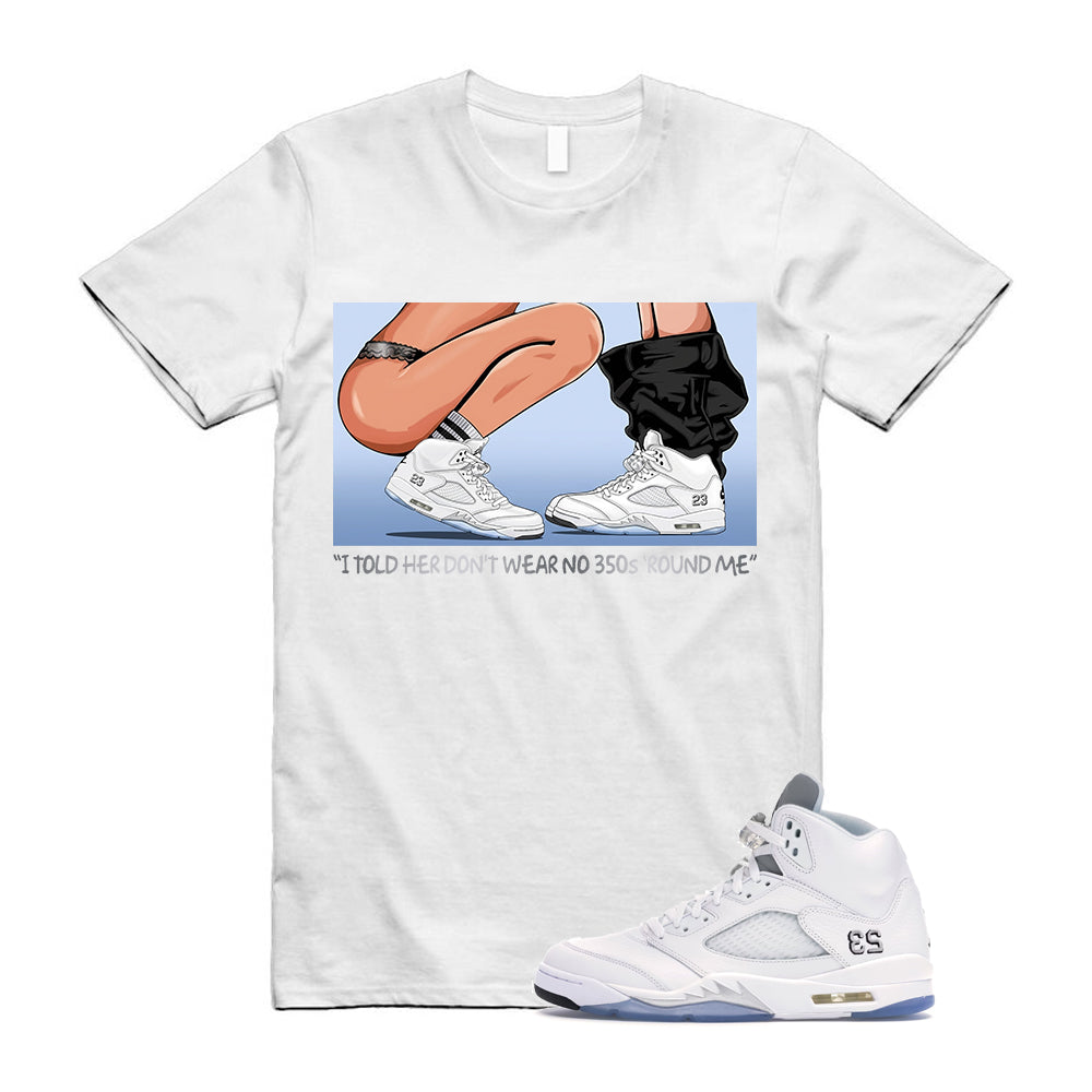 Jordan 5 Retro White Metallic Silver Black 2026 Shirt To Match No 350s T-Shirt