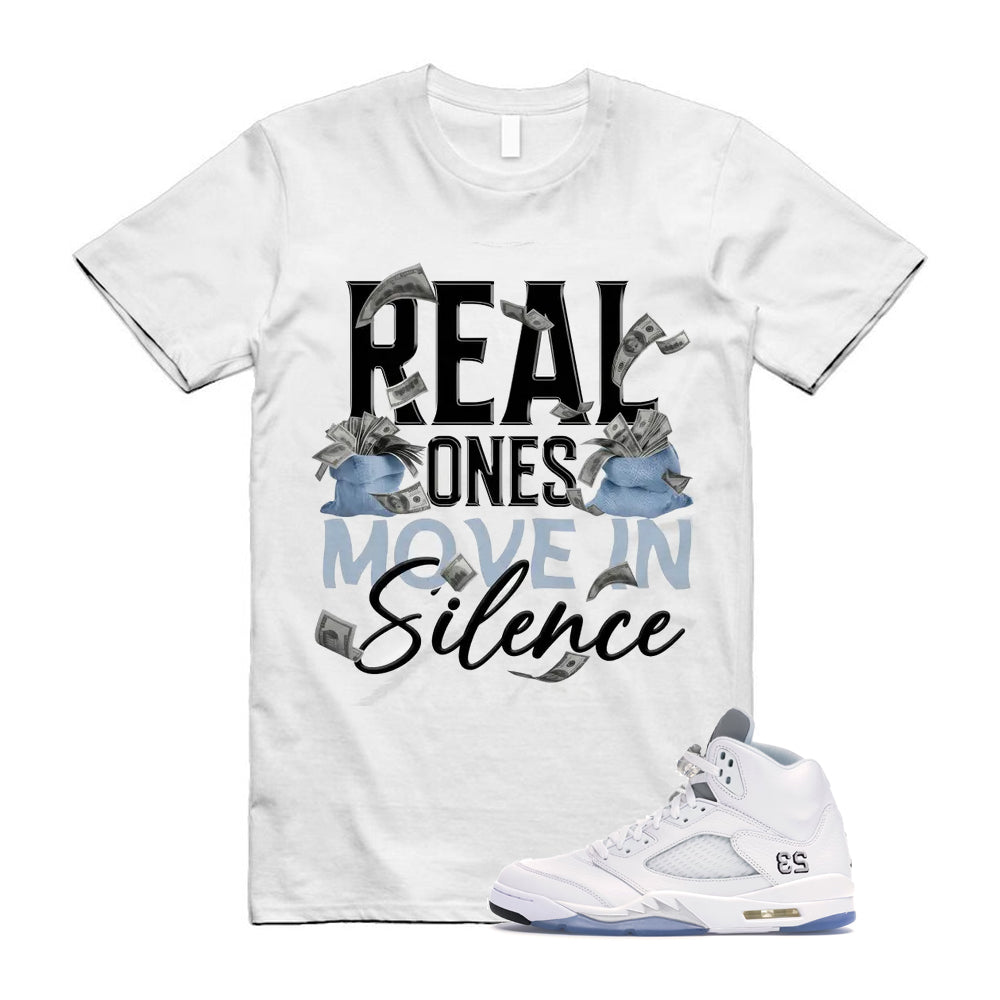 Jordan 5 Retro White Metallic Silver Black 2026 Shirt To Match Real Ones T-Shirt