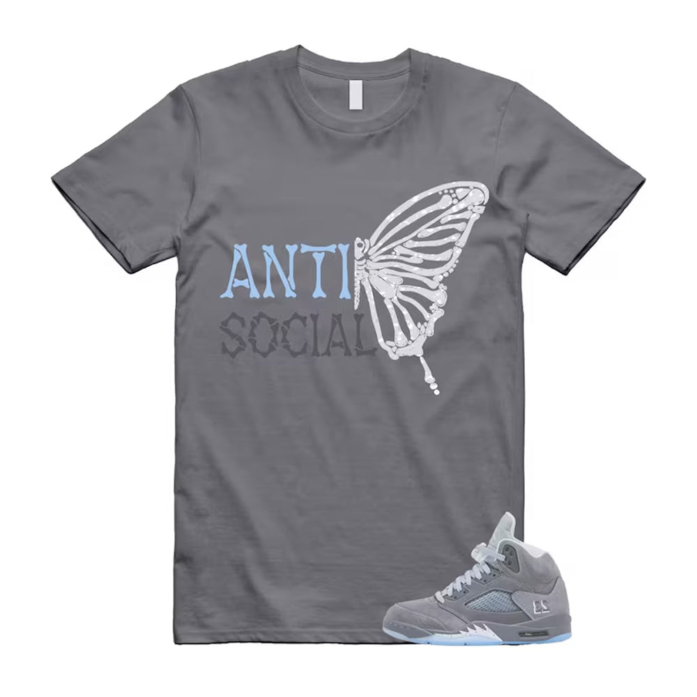Air Jordan 5 Wolf Grey Shirt To Match Anti Social Butterfly T-Shirt 2026