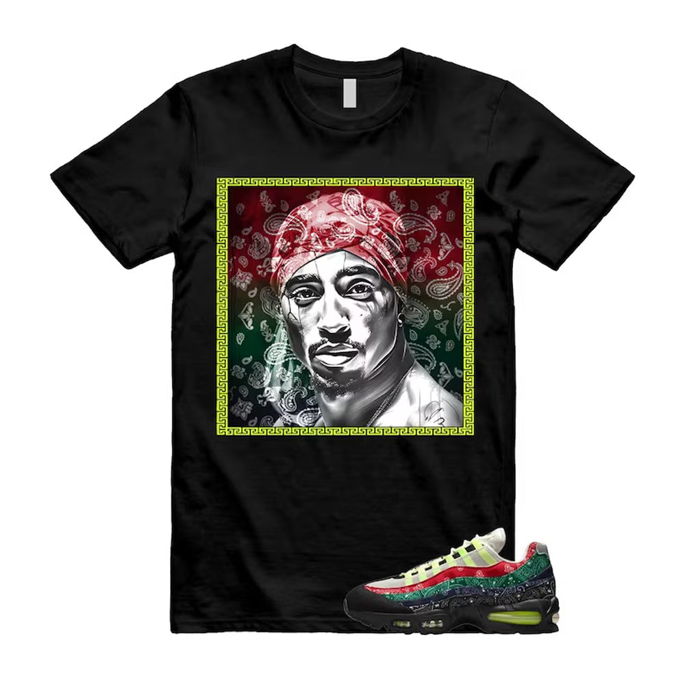 Air Max 95 Paisley Bandana Big Bubble Neon Volt Red Green Black Navy Shirt To Match Pac T-Shirt 2026