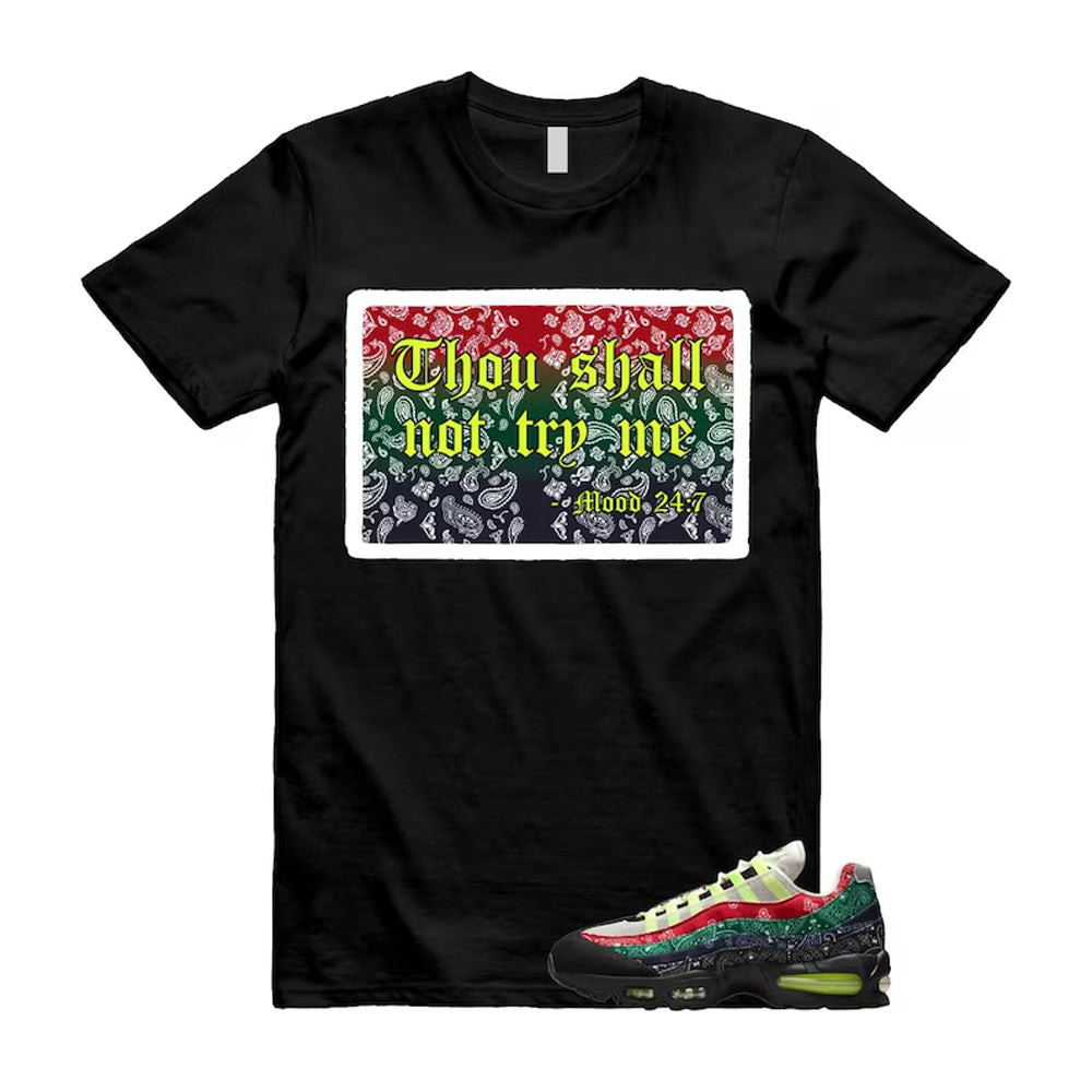 Air Max 95 Paisley Bandana Big Bubble Neon Volt Red Green Black Navy Shirt To Match Mood T-Shirt 2026