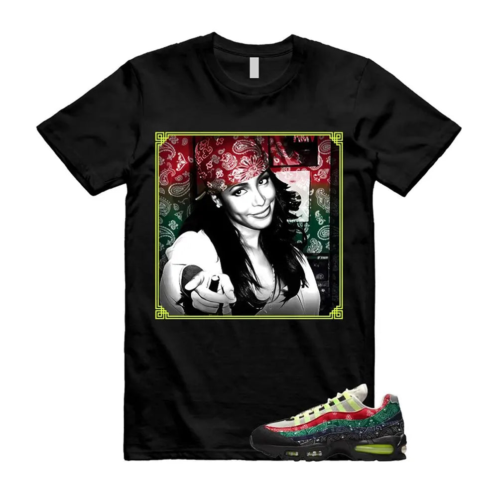 Air Max 95 Paisley Bandana Big Bubble Neon Volt Red Green Black Navy Shirt To Match Liyah T-Shirt 2026