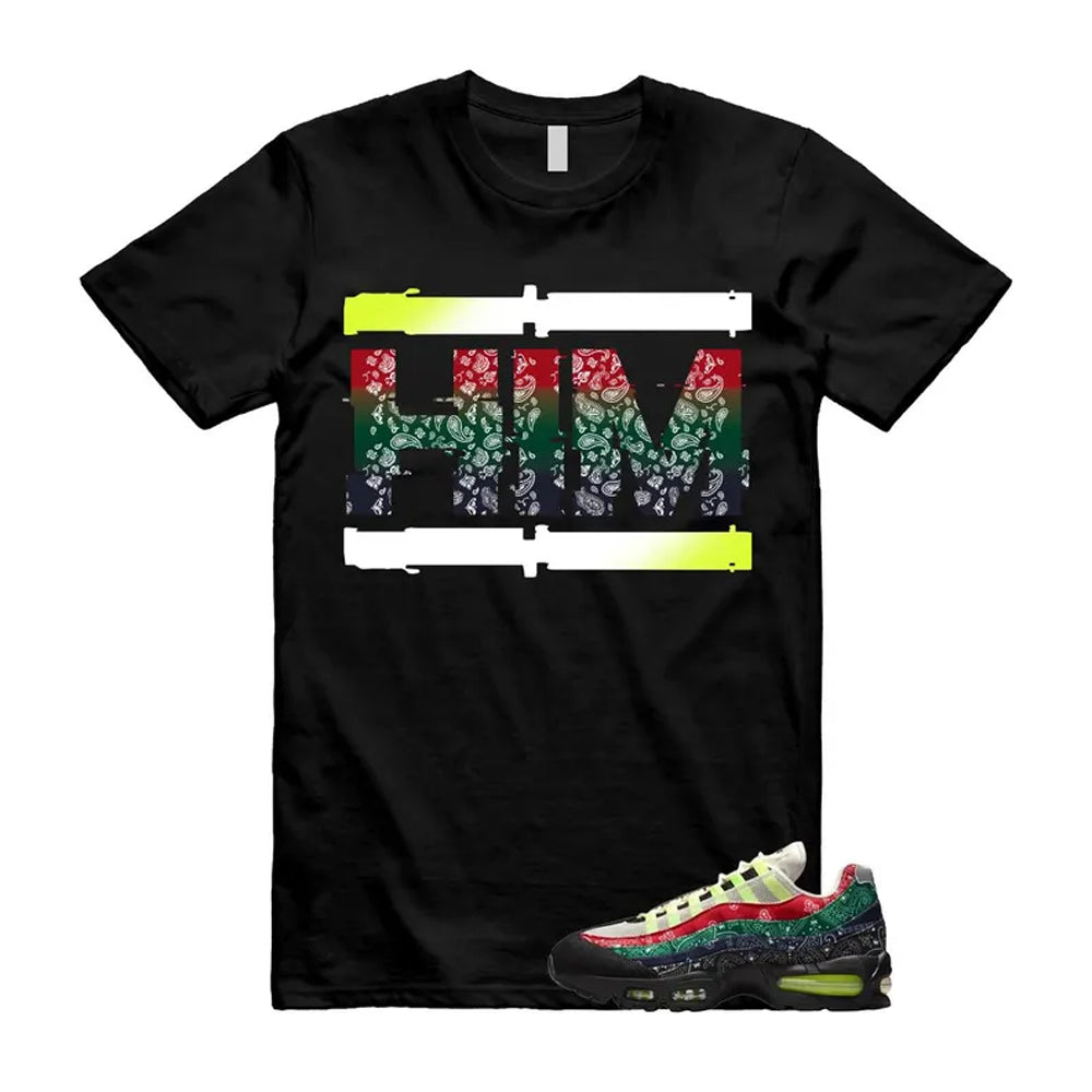 Air Max 95 Paisley Bandana Big Bubble Neon Volt Red Green Black Navy Shirt To Match Him T-Shirt 2026