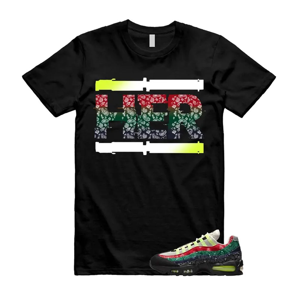 Air Max 95 Paisley Bandana Big Bubble Neon Volt Red Green Black Navy Shirt To Match Her T-Shirt 2026