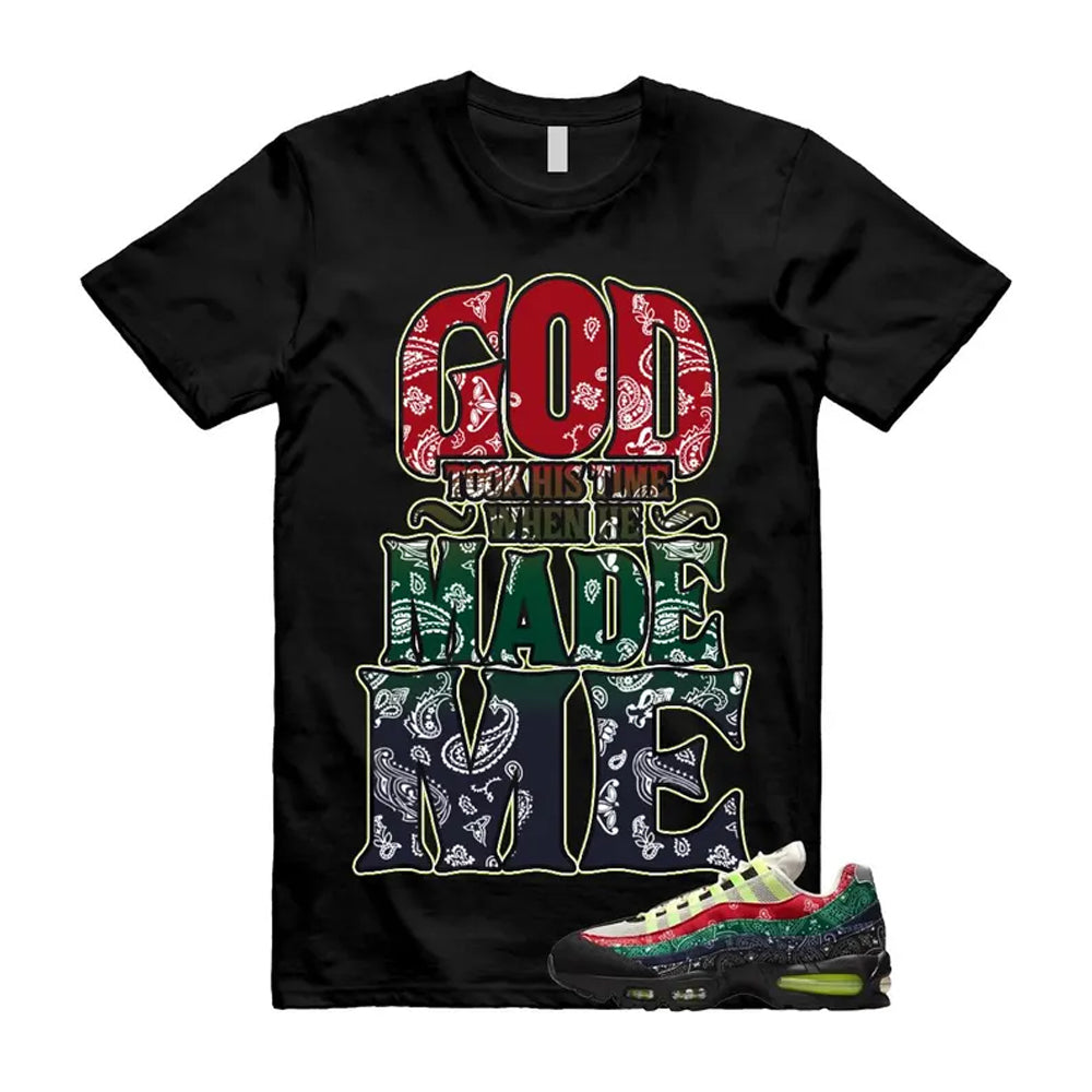Air Max 95 Paisley Bandana Big Bubble Neon Volt Red Green Black Navy Shirt To Match God Took His Time T-Shirt 2026