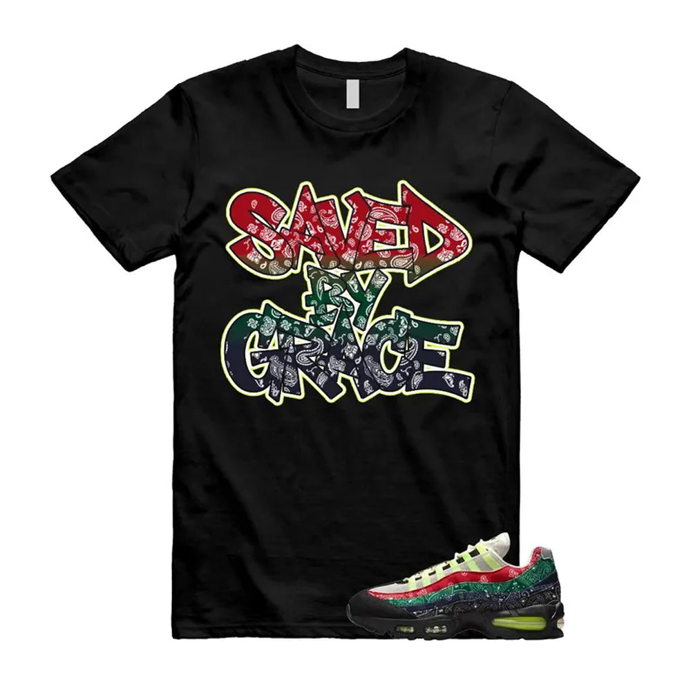 Air Max 95 Paisley Bandana Big Bubble Neon Volt Red Green Black Navy Shirt To Match Saved By Grace T-Shirt 2026